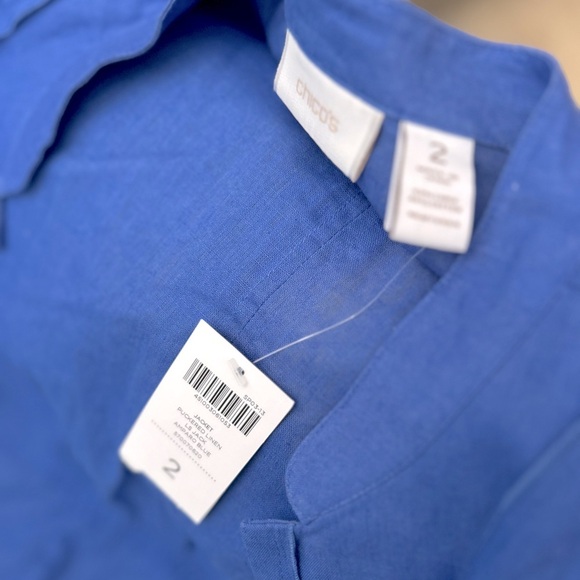 NWT Chicos Puckered Linen Blue Women's Jacket - Picture 7 of 8